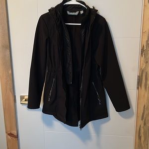 Free Country Black Hooded Waterproof Jacket Size PS